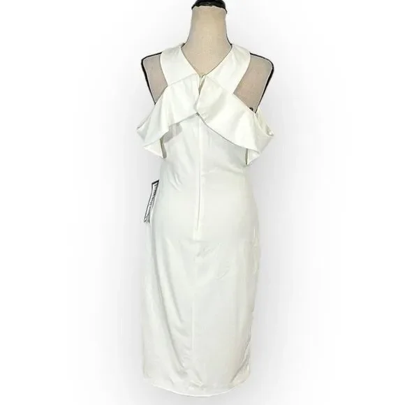 Rachel Rachel Roy Halter Sheath Dress Women's Large White Cold Shoulder NWT - Picture 3 of 8